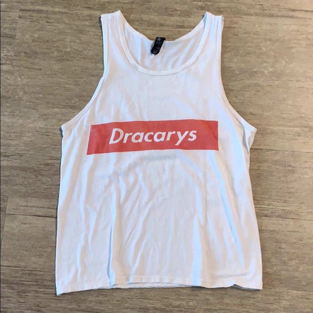 Dracarys in “supreme logo” style tank top